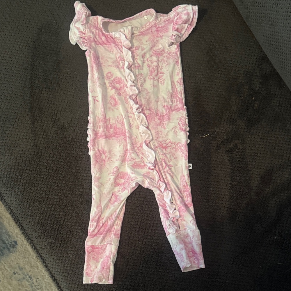 Charming Pink Ruffled Kids Footie